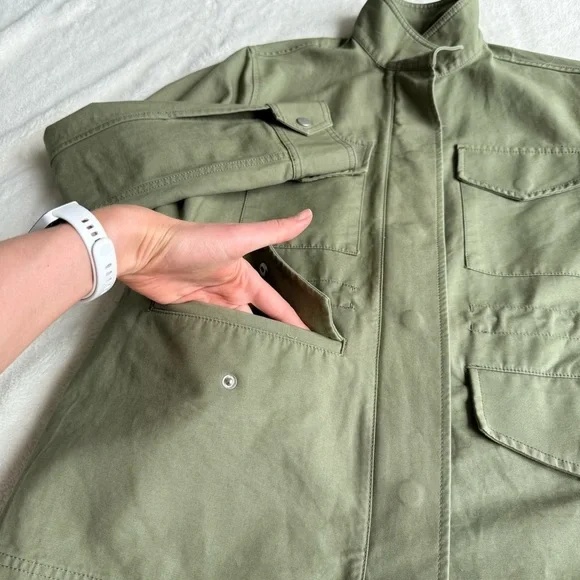 Everlane The Modern Utility Long Sleeve Zip Green Jacket S - Picture 8 of 14
